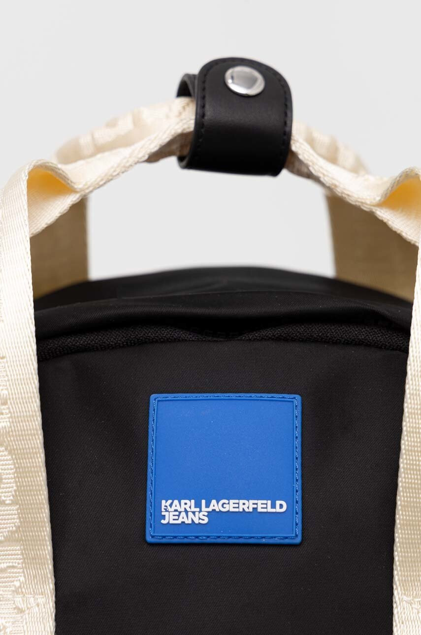 Karl Lagerfeld Jeans Раница в черно голям размер с апликация - Pepit.bg