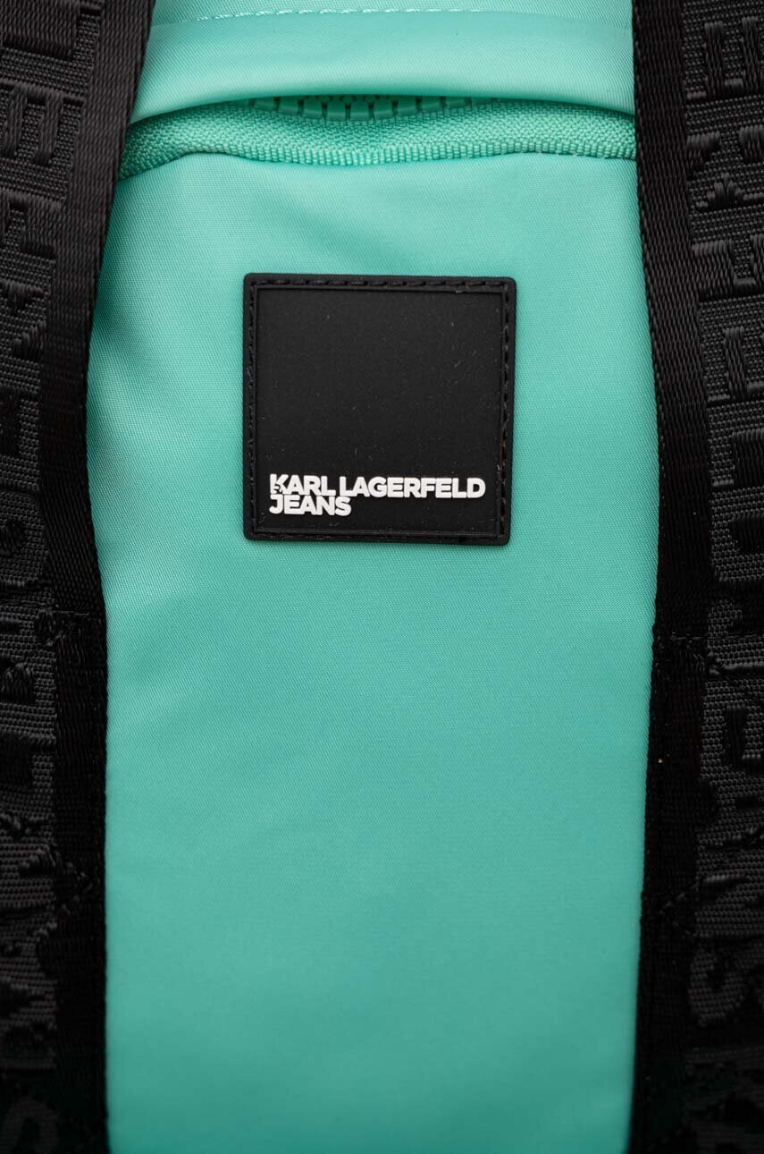 Karl Lagerfeld Jeans Раница в тюркоазено голям размер с апликация - Pepit.bg
