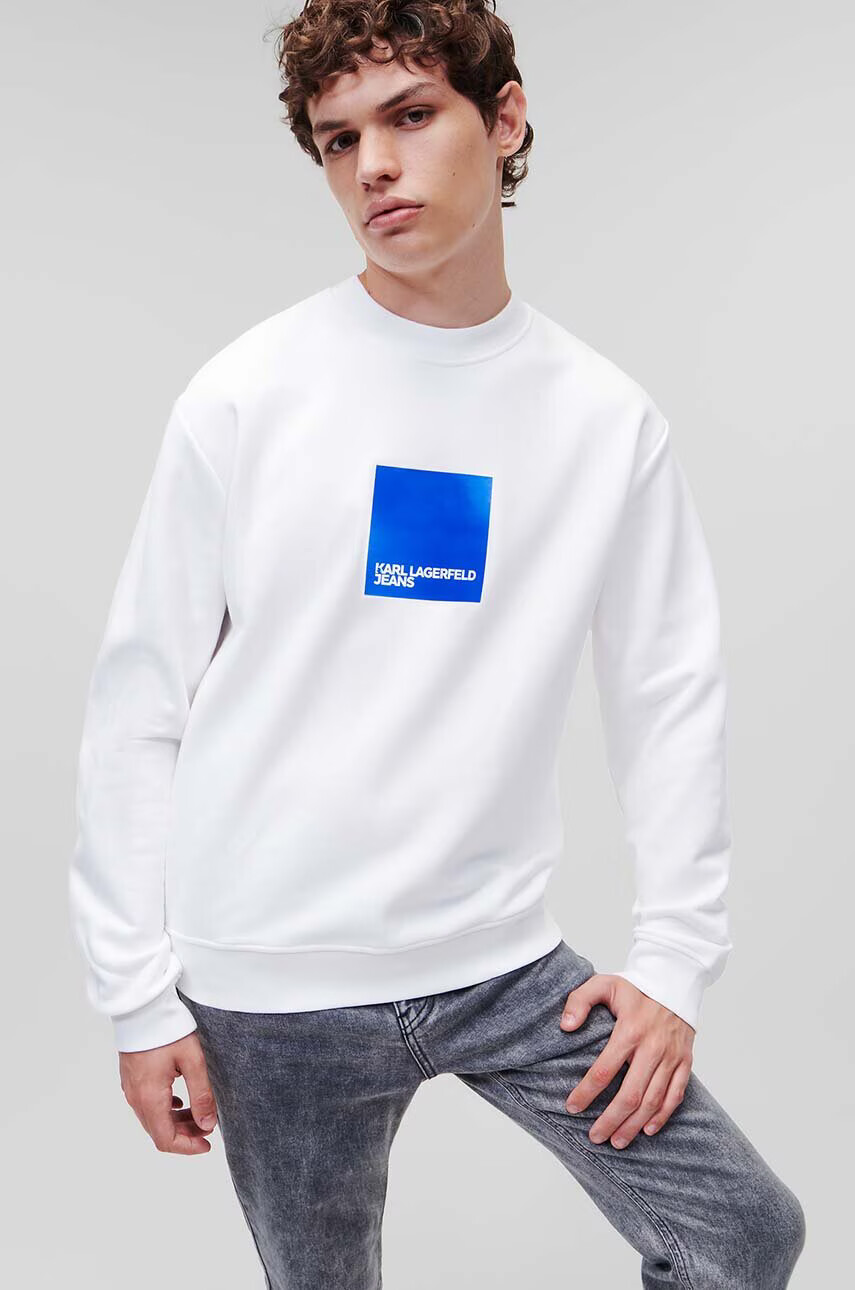 Karl Lagerfeld Jeans Суичър в бяло с принт - Pepit.bg