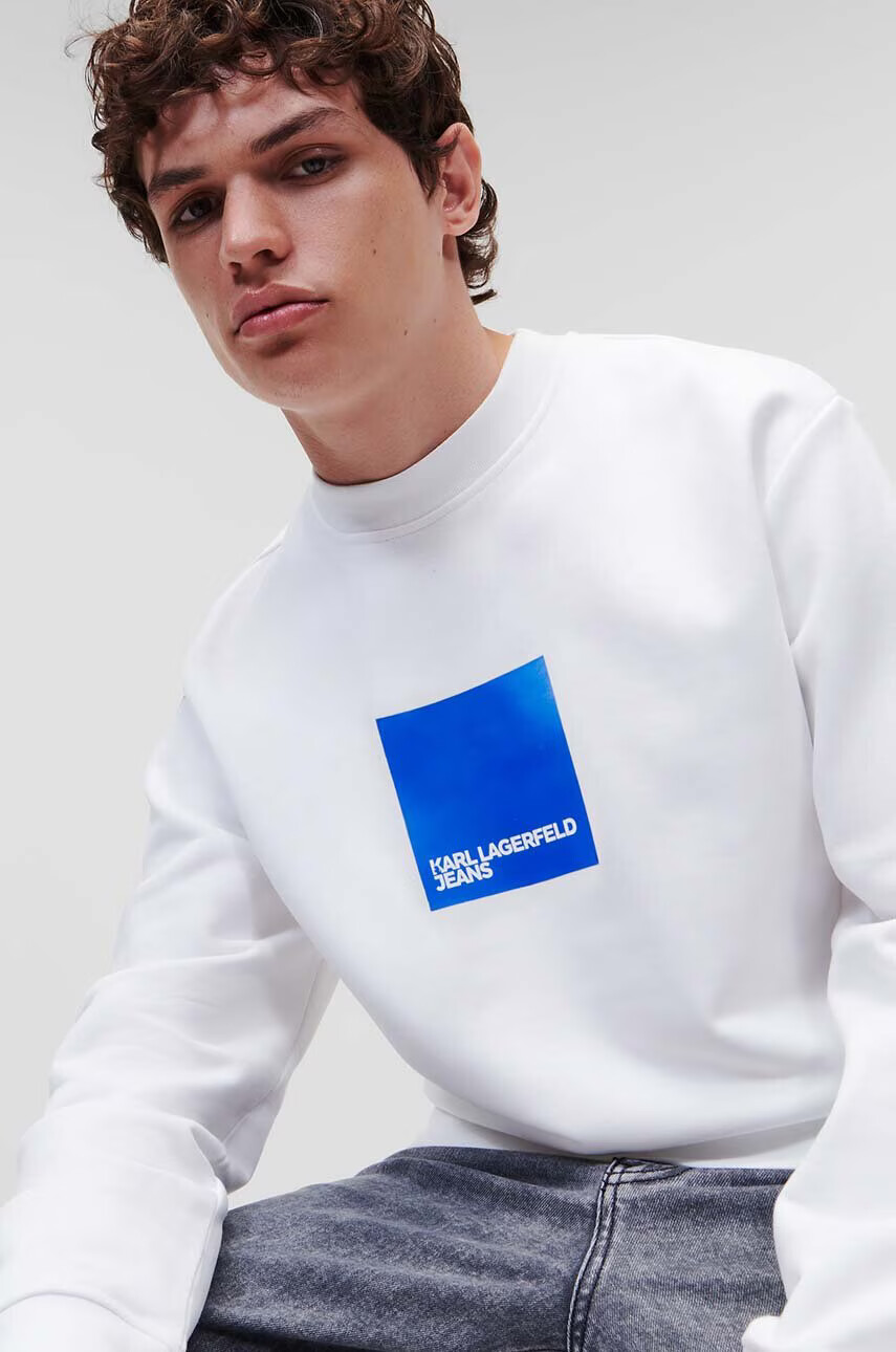 Karl Lagerfeld Jeans Суичър в бяло с принт - Pepit.bg