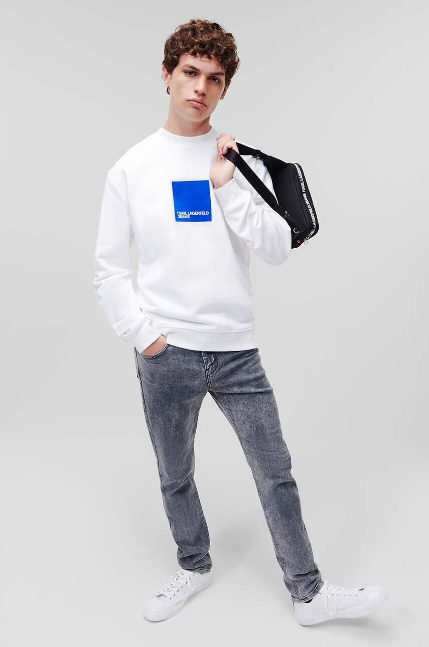 Karl Lagerfeld Jeans Суичър в бяло с принт - Pepit.bg