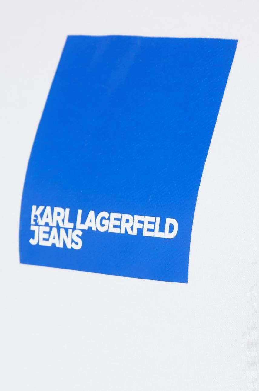 Karl Lagerfeld Jeans Суичър в бяло с качулка с принт - Pepit.bg