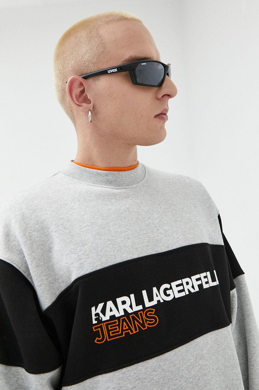 Karl Lagerfeld Jeans Суичър в черно с качулка с принт - Pepit.bg