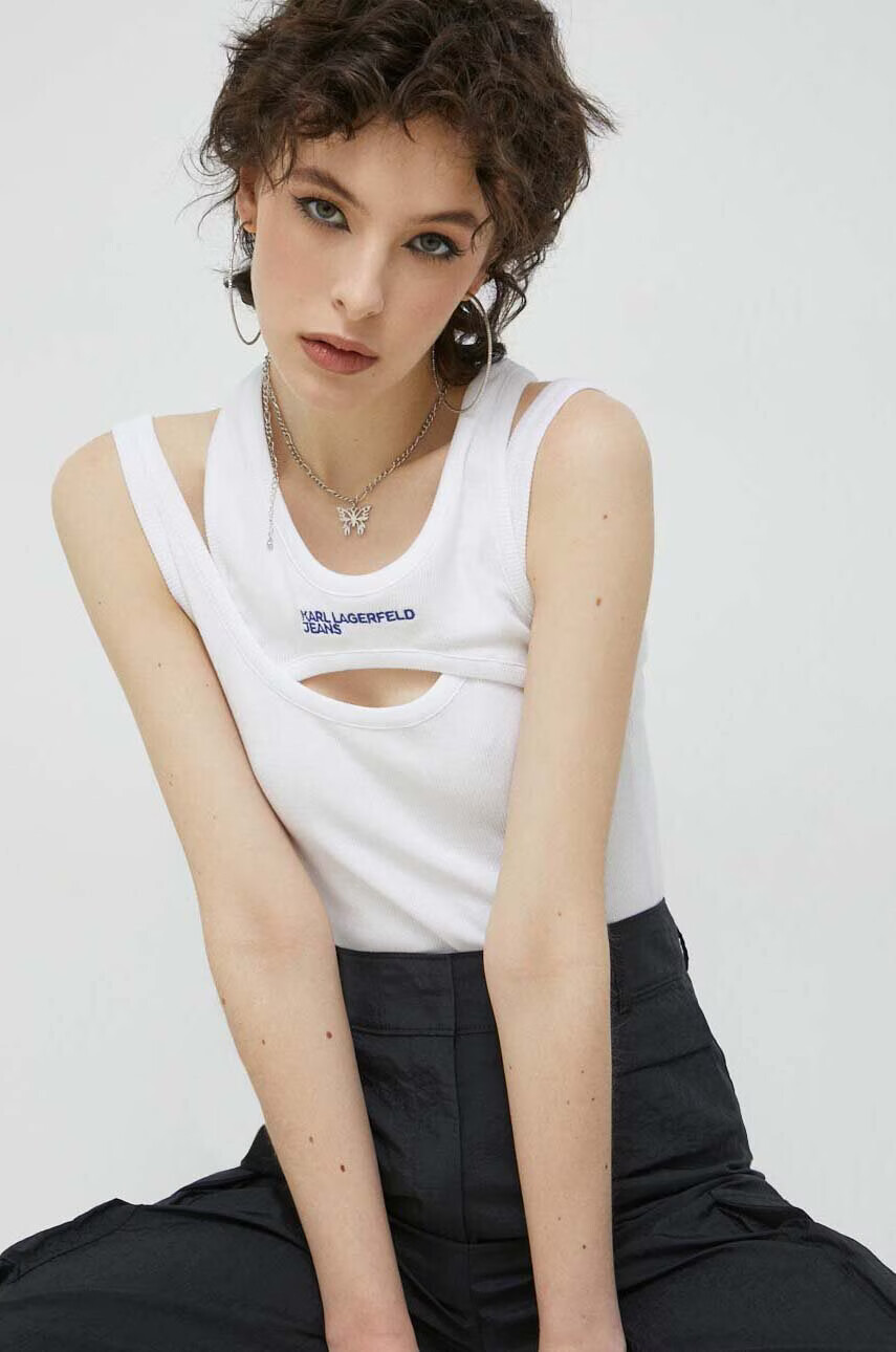 Karl Lagerfeld Jeans Топ дамски в бяло - Pepit.bg