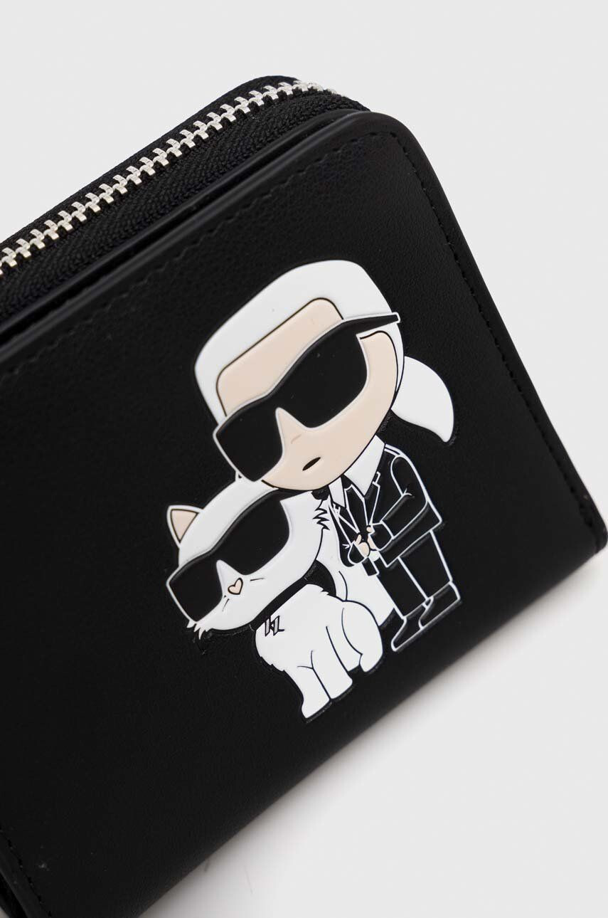 Karl Lagerfeld Кожен портфейл дамски в черно - Pepit.bg