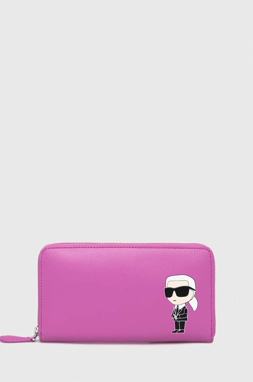 Karl Lagerfeld Кожен портфейл дамски в розово - Pepit.bg