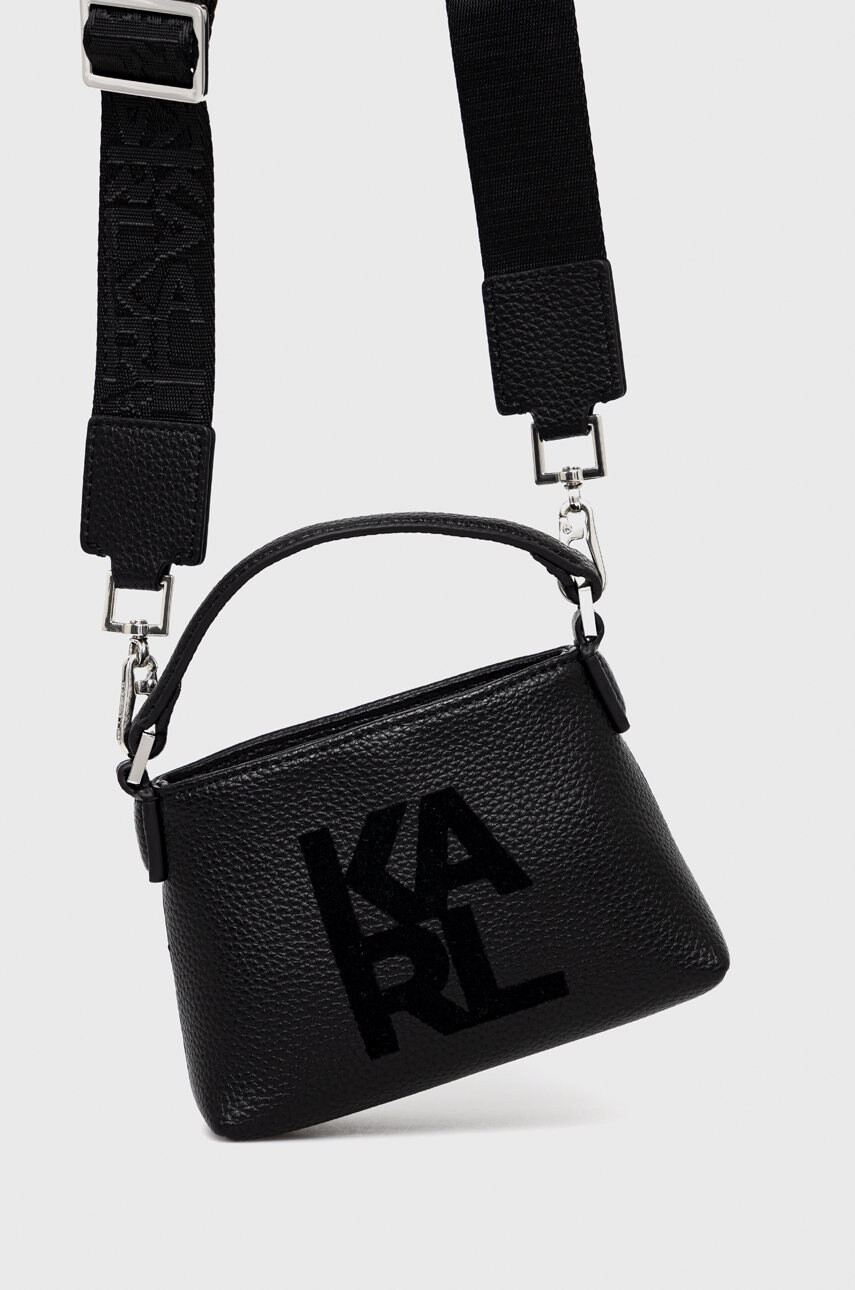 Karl Lagerfeld Кожена чанта в черно - Pepit.bg