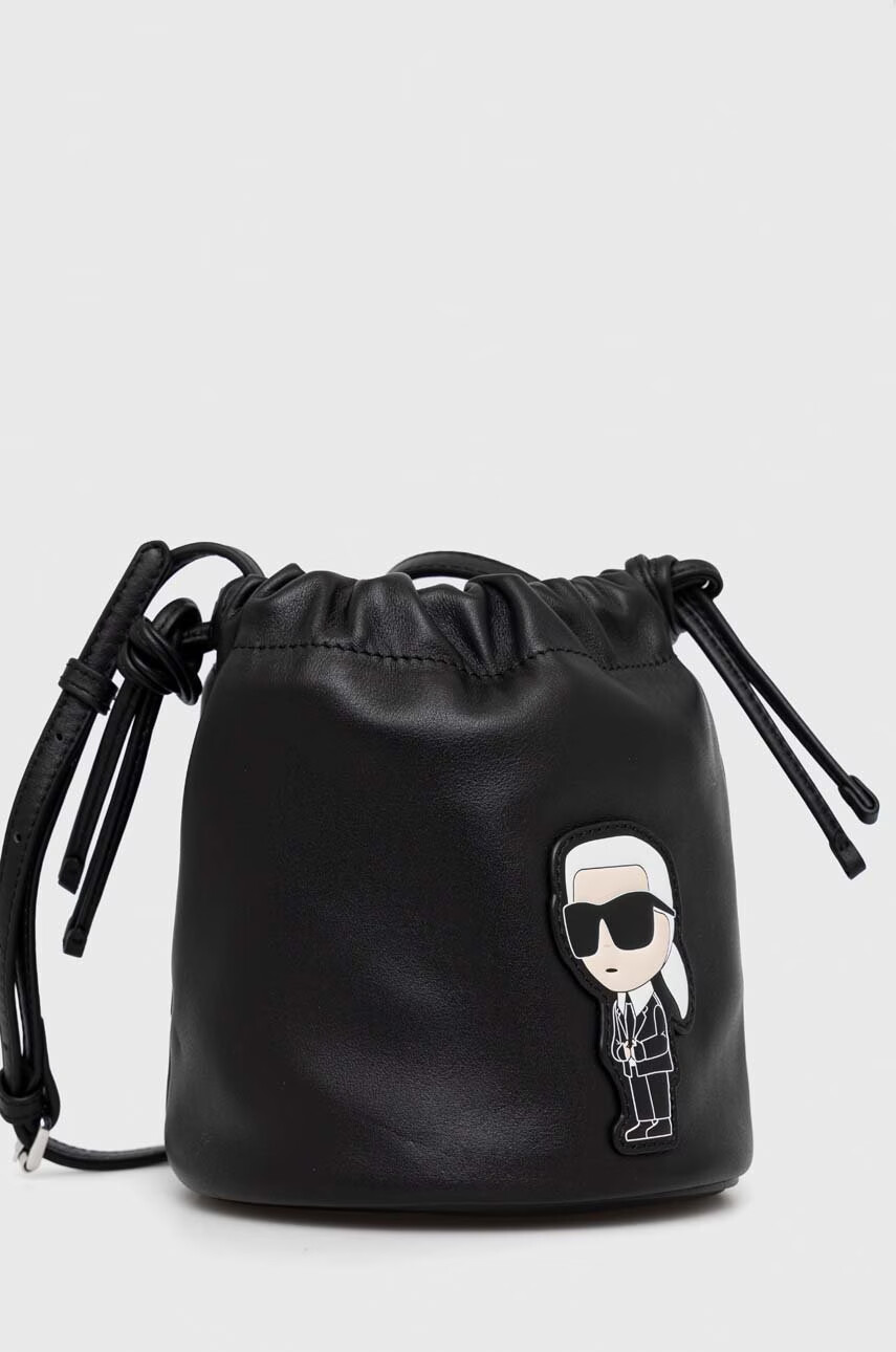 Karl Lagerfeld Кожена чанта в черно - Pepit.bg