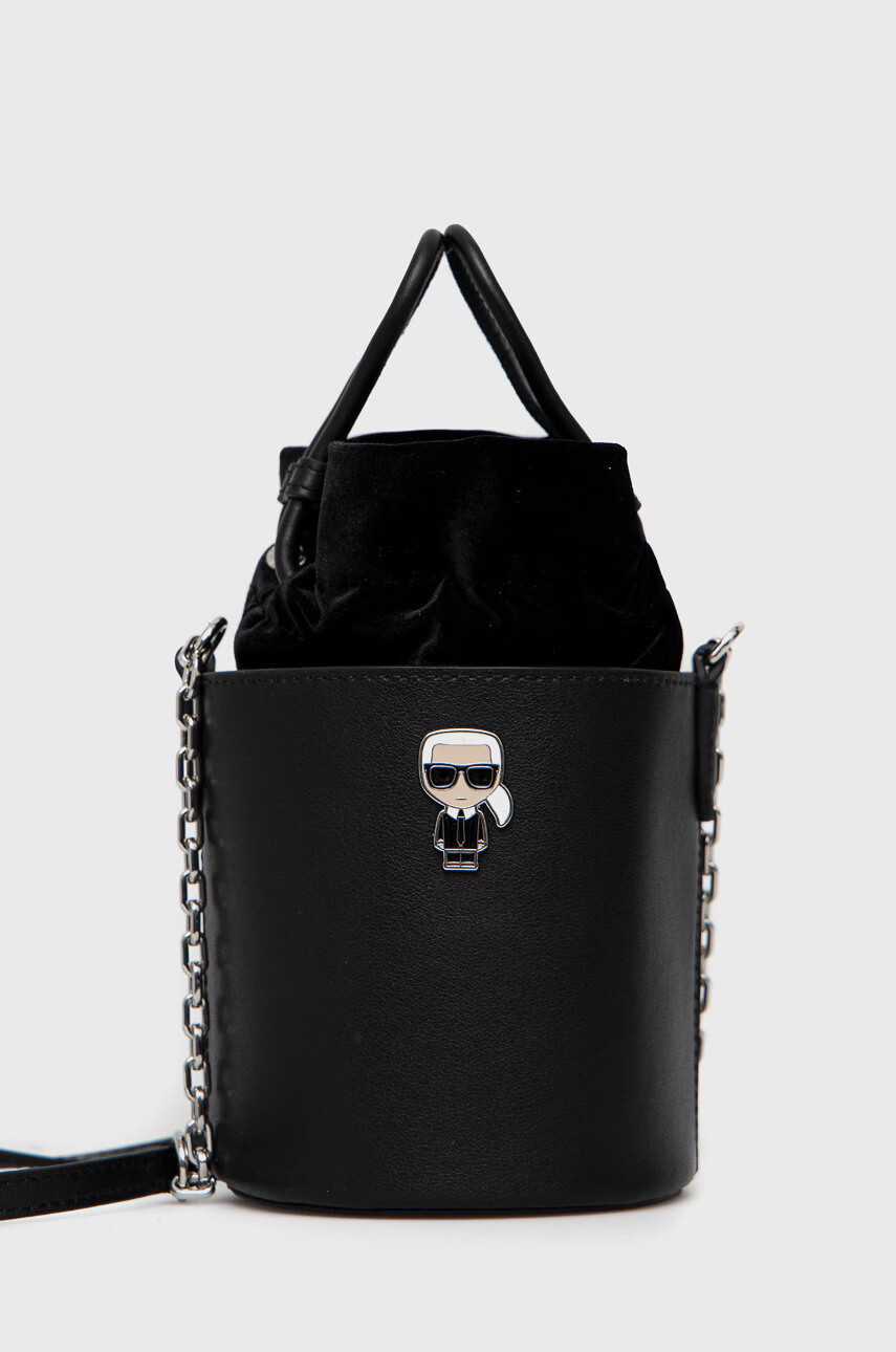 Karl Lagerfeld Кожена чанта в черно - Pepit.bg