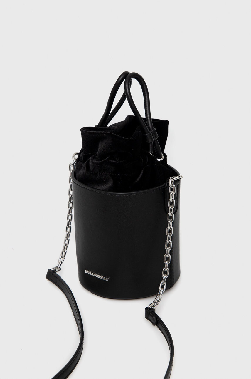 Karl Lagerfeld Кожена чанта в черно - Pepit.bg