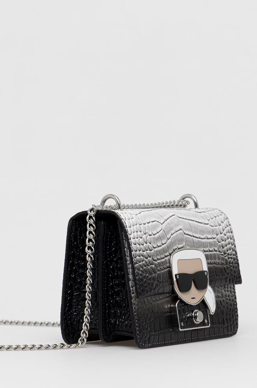 Karl Lagerfeld Кожена чанта в черно - Pepit.bg