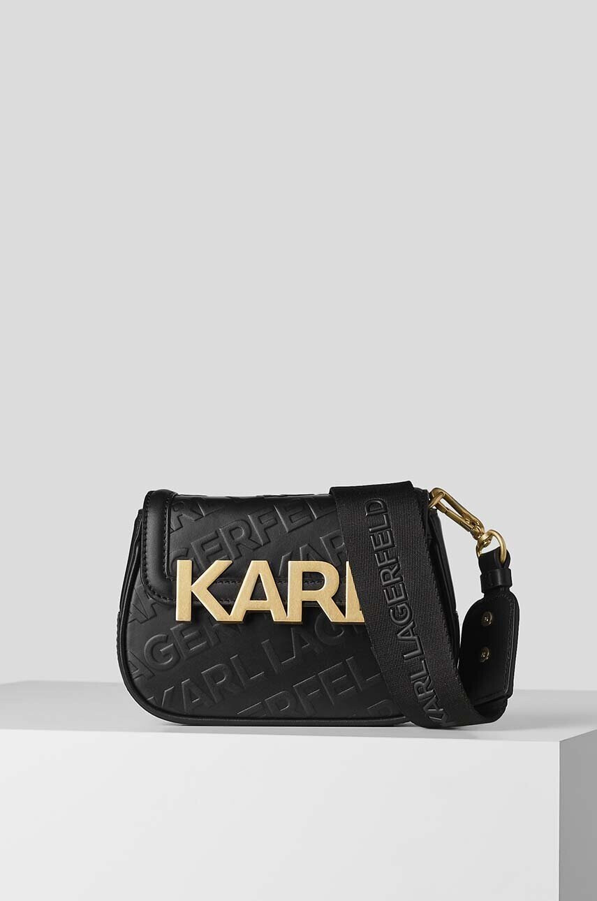 Karl Lagerfeld Кожена чанта в черно - Pepit.bg