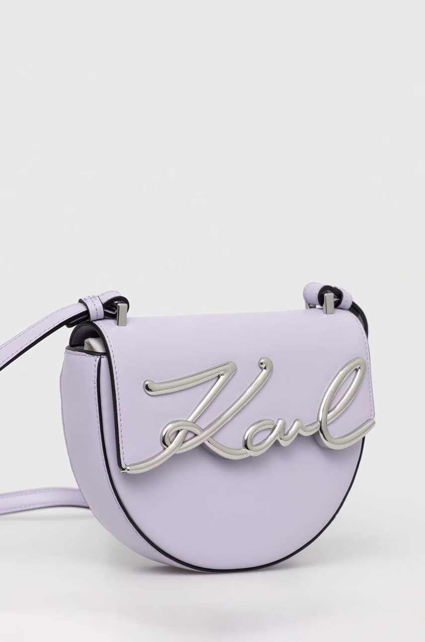 Karl Lagerfeld Кожена чанта в лилаво - Pepit.bg