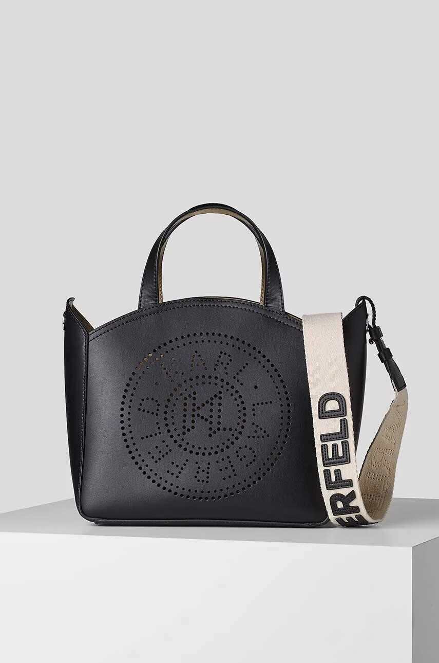 Karl Lagerfeld Кожена чанта в черно - Pepit.bg