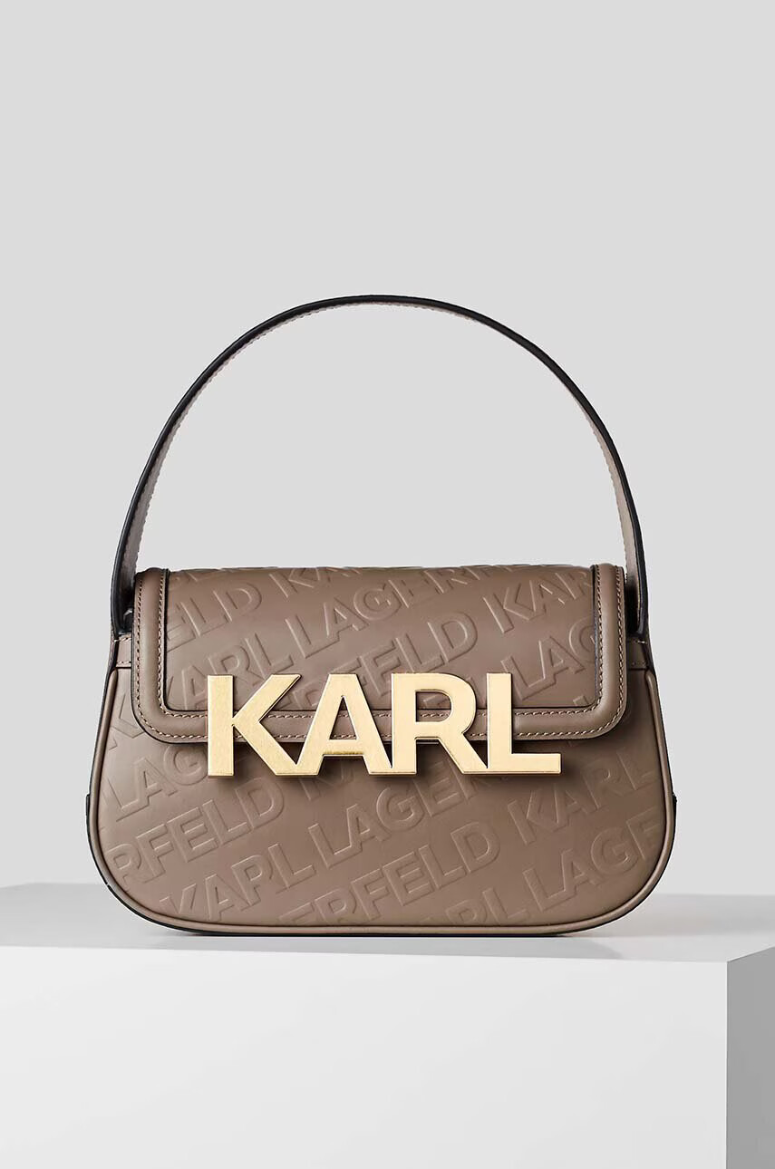 Karl Lagerfeld Кожена чанта в лилаво - Pepit.bg