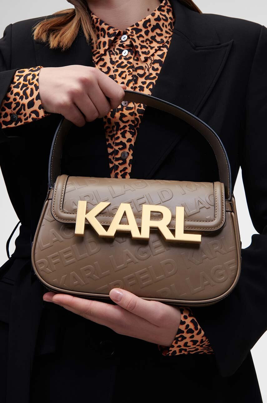 Karl Lagerfeld Кожена чанта в лилаво - Pepit.bg