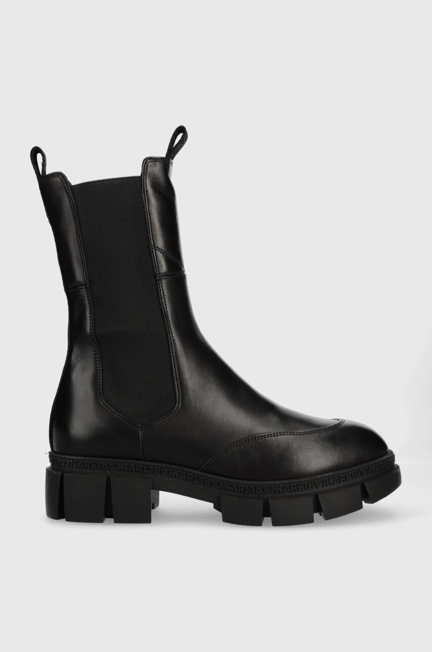 Karl Lagerfeld Кожени боти челси Aria в черно с платформа - Pepit.bg