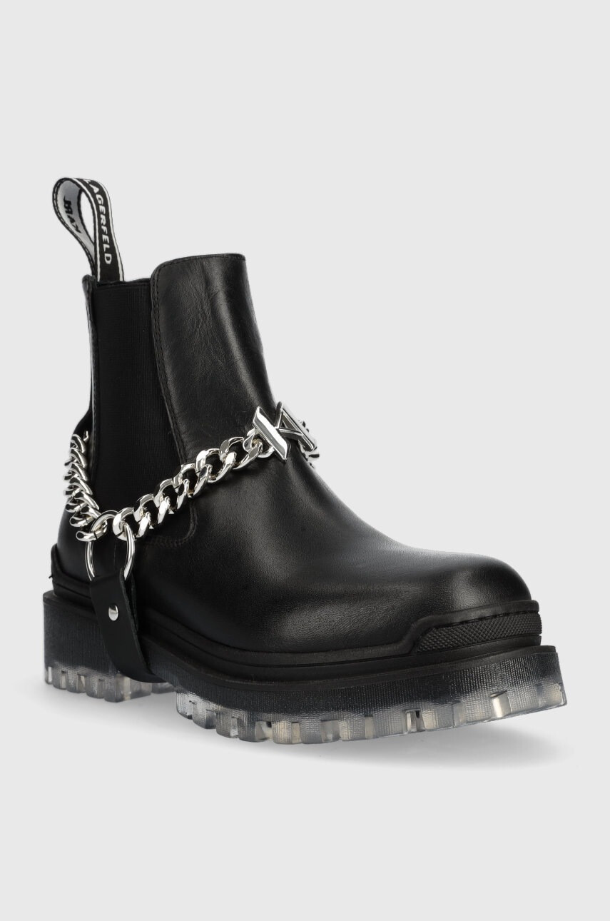 Karl Lagerfeld Кожени боти челси Biker Ii в черно с платформа - Pepit.bg