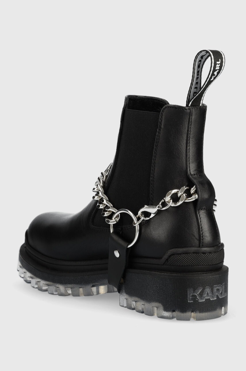 Karl Lagerfeld Кожени боти челси Biker Ii в черно с платформа - Pepit.bg