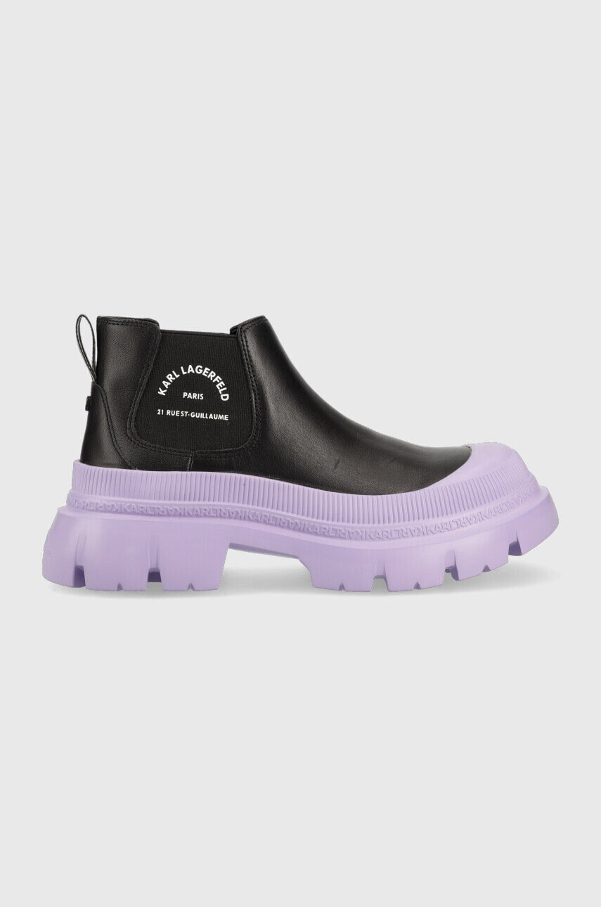 Karl Lagerfeld Кожени боти челси KL43530 TREKKA MAX в черно с платформа KL43530 - Pepit.bg