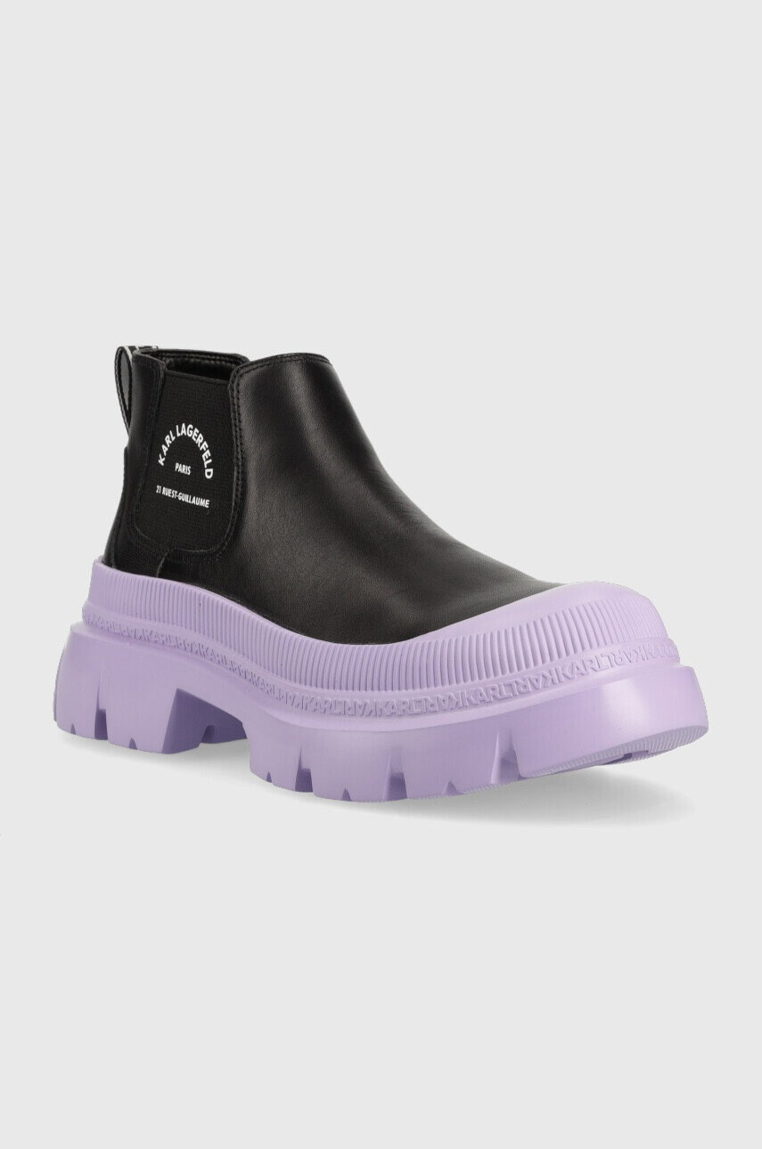 Karl Lagerfeld Кожени боти челси KL43530 TREKKA MAX в черно с платформа KL43530 - Pepit.bg
