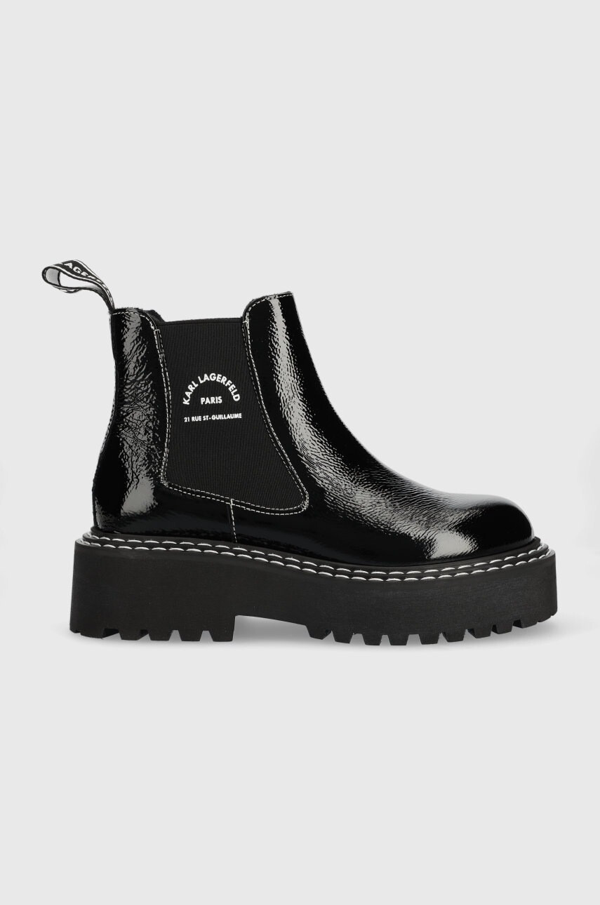 Karl Lagerfeld Кожени боти челси Patrol Ii в черно с платформа KL45252 - Pepit.bg