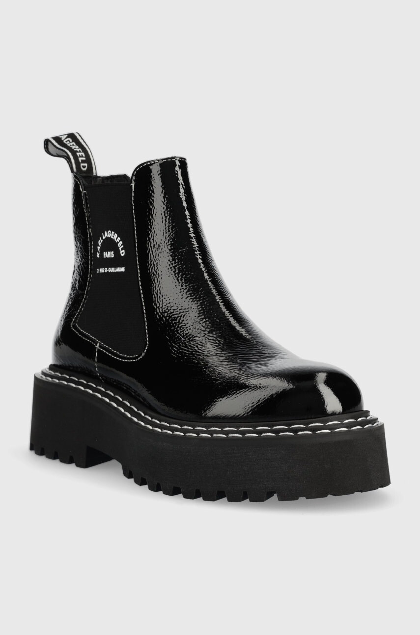 Karl Lagerfeld Кожени боти челси Patrol Ii в черно с платформа KL45252 - Pepit.bg