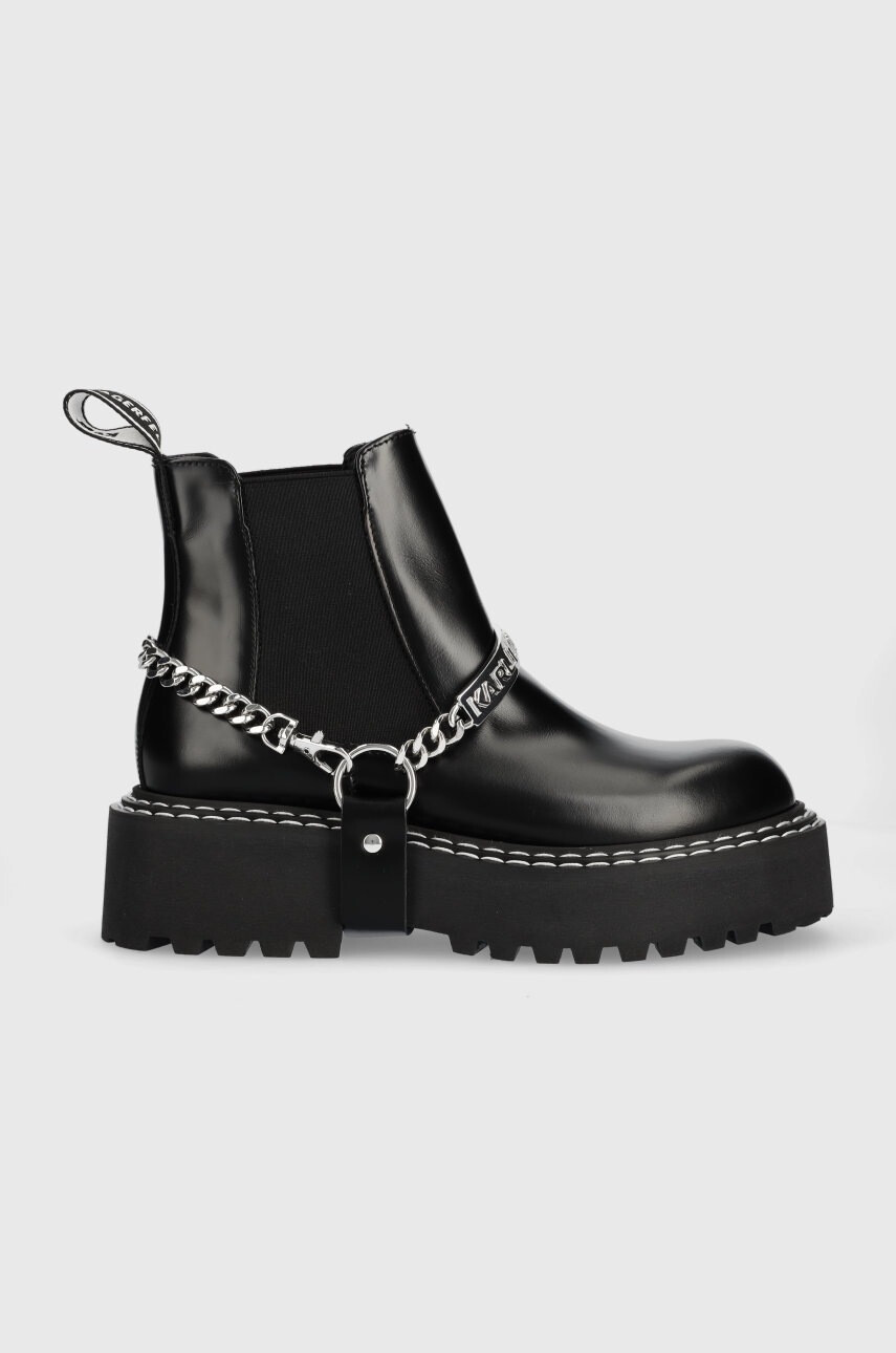 Karl Lagerfeld Кожени боти челси Patrol Ii в черно с платформа - Pepit.bg