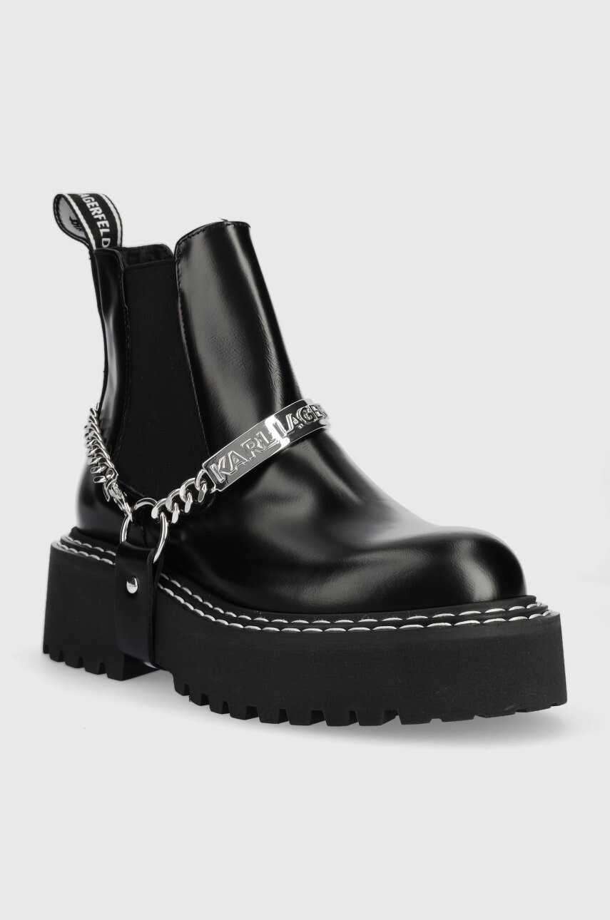 Karl Lagerfeld Кожени боти челси Patrol Ii в черно с платформа - Pepit.bg