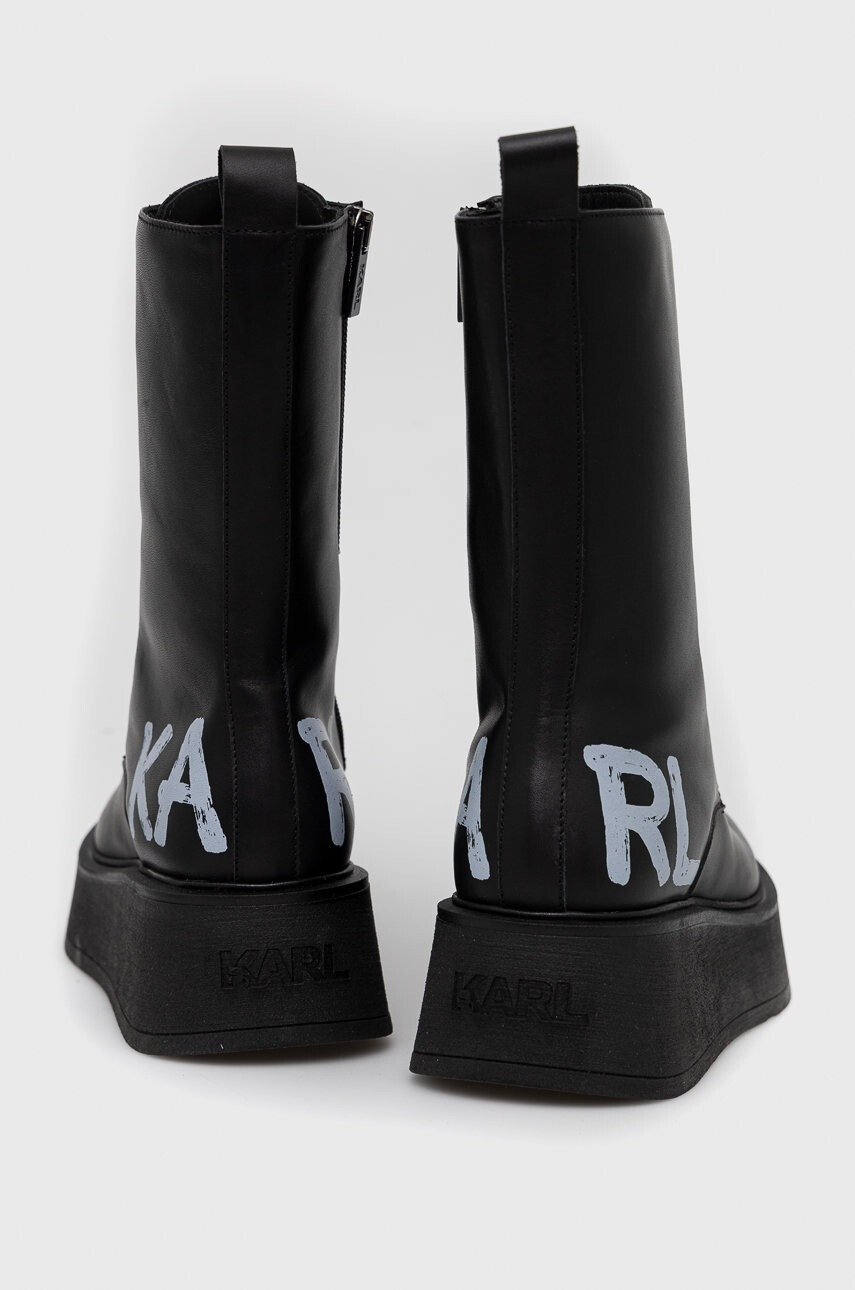 Karl Lagerfeld Кожени боти Zephyr в черно с платформа - Pepit.bg