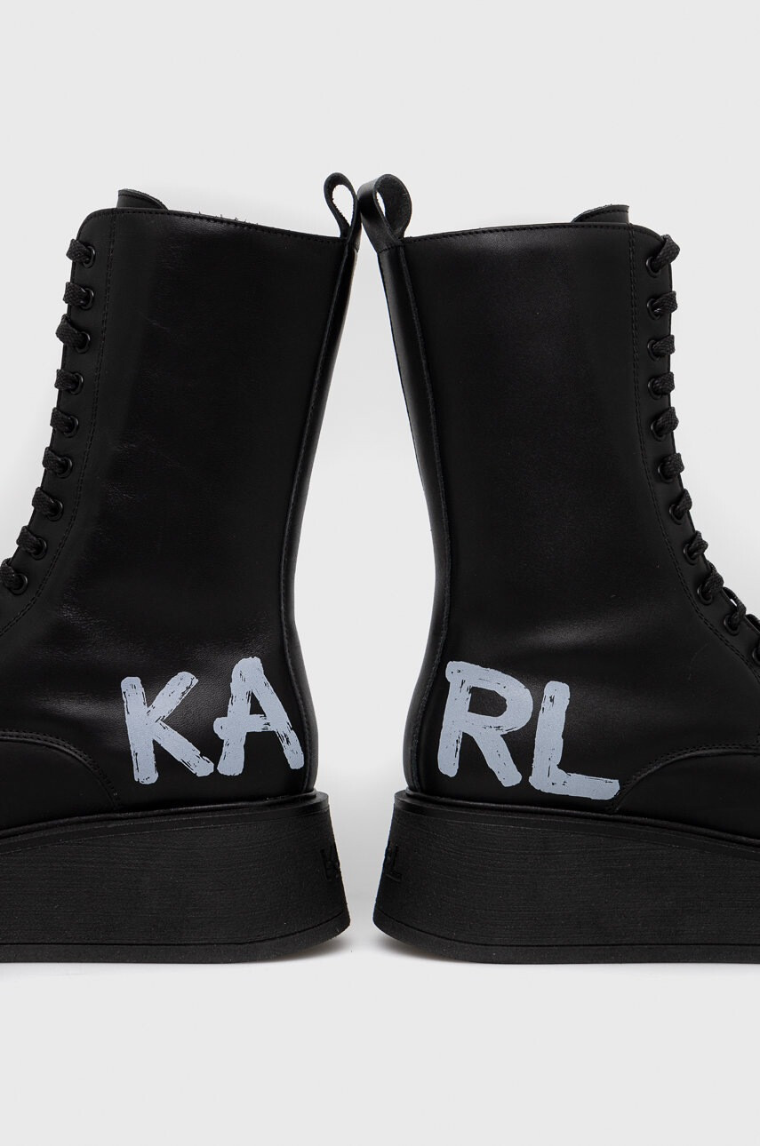 Karl Lagerfeld Кожени боти Zephyr в черно с платформа - Pepit.bg