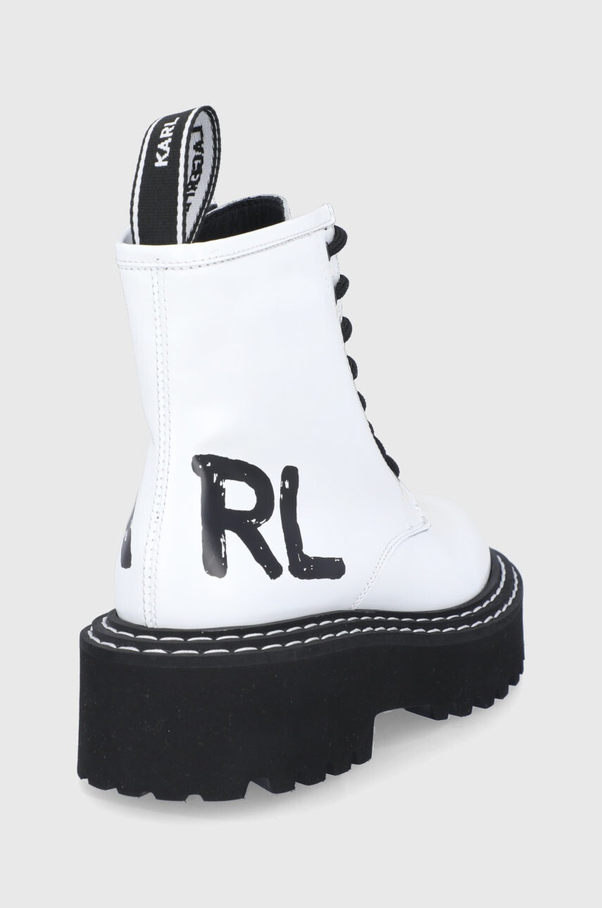 Karl Lagerfeld Кожени кубинки дамски в бяло с платформа - Pepit.bg