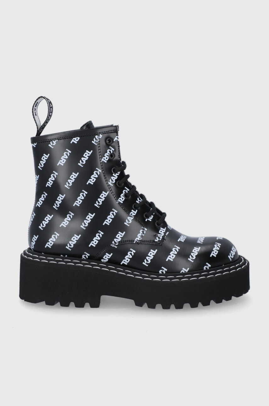 Karl Lagerfeld Кожени кубинки дамски в черно с платформа - Pepit.bg