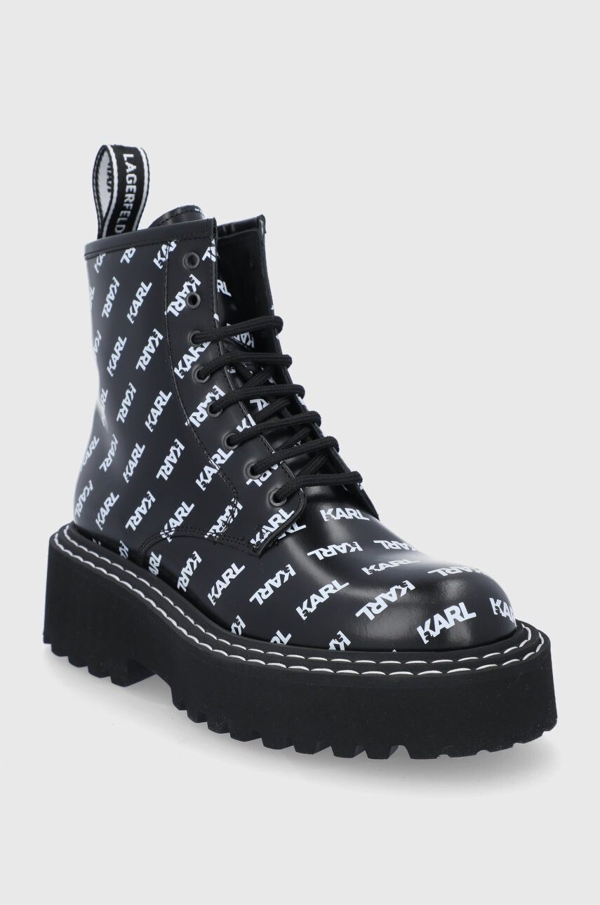 Karl Lagerfeld Кожени кубинки дамски в черно с платформа - Pepit.bg