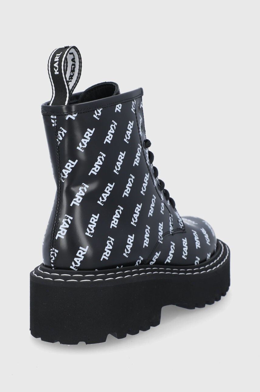 Karl Lagerfeld Кожени кубинки дамски в черно с платформа - Pepit.bg