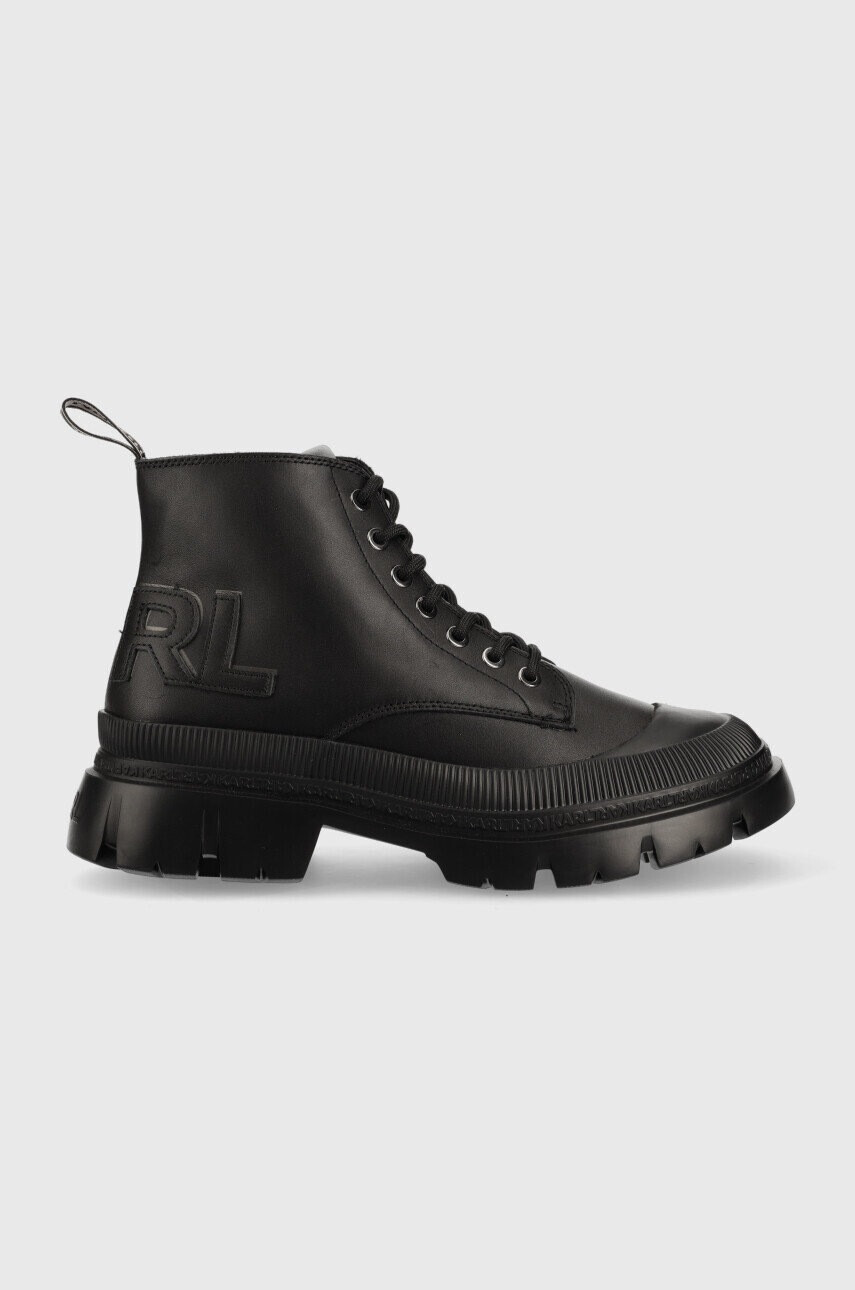 Karl Lagerfeld Кожени кубинки Trekka Mens в черно - Pepit.bg