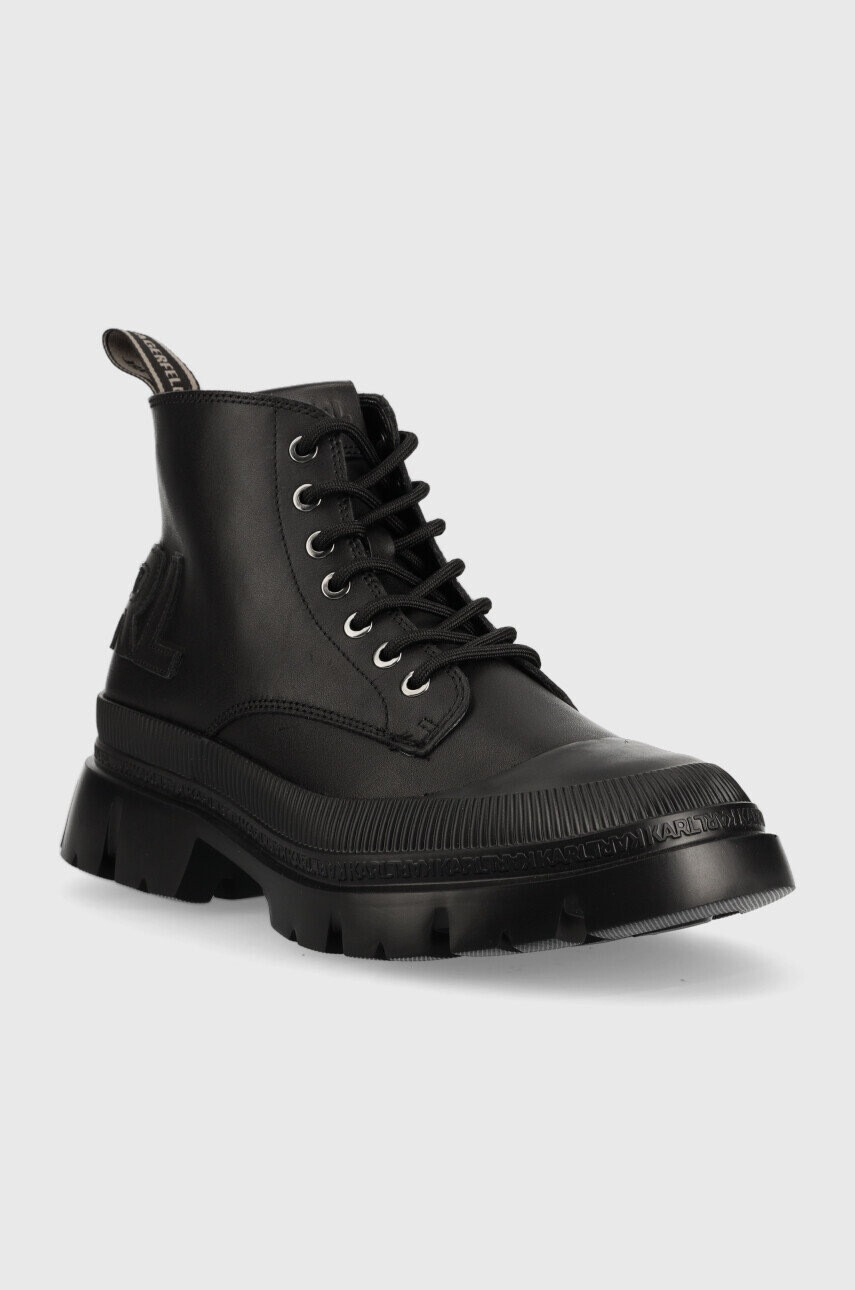 Karl Lagerfeld Кожени кубинки Trekka Mens в черно - Pepit.bg