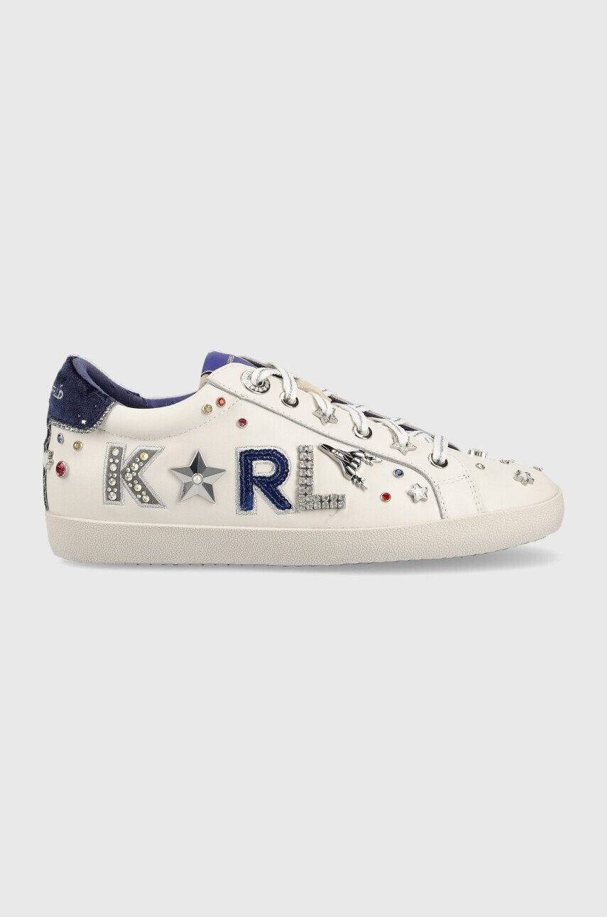 Karl Lagerfeld Кожени маратонки KL60118 SKOOL в бяло - Pepit.bg