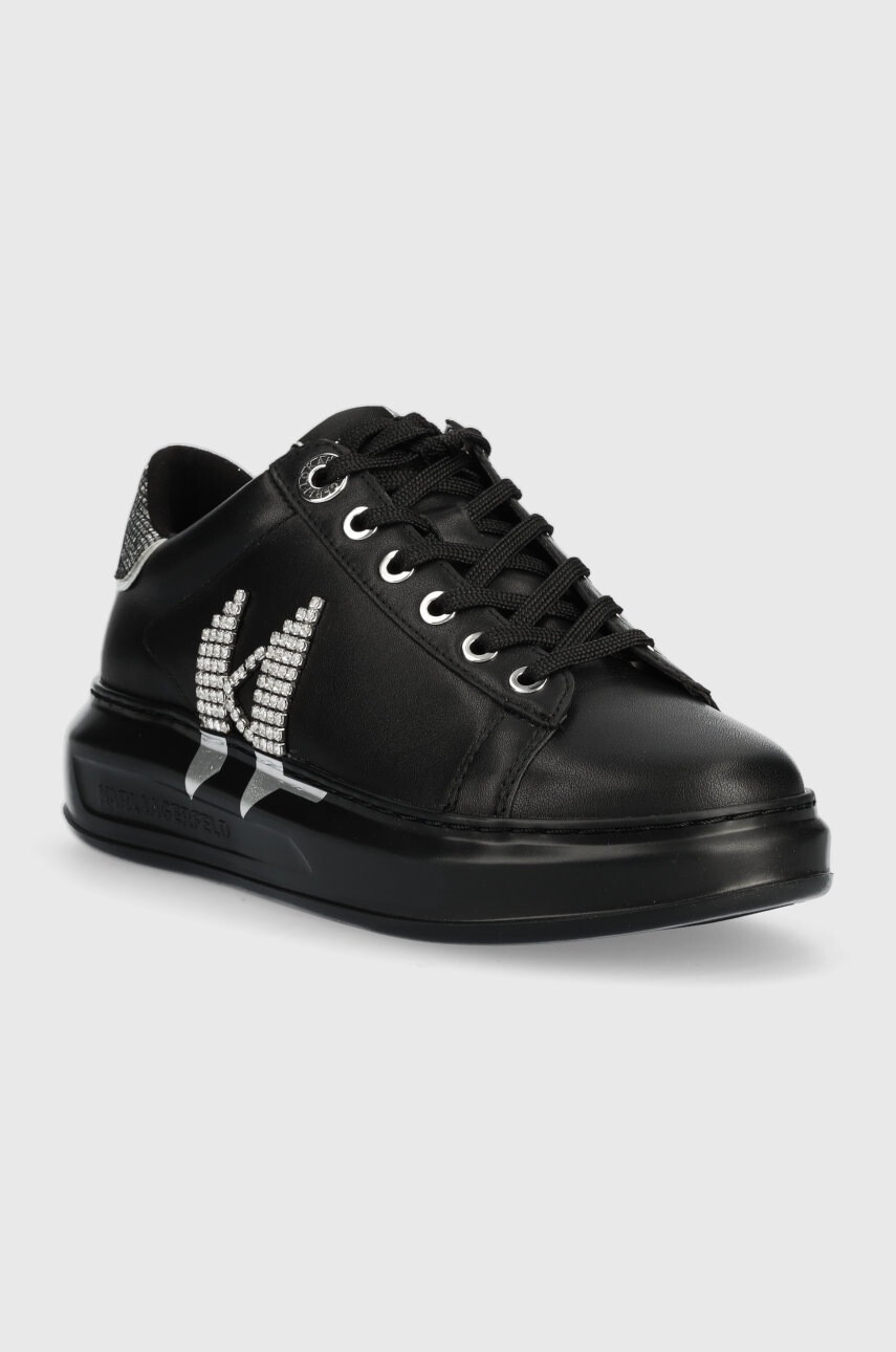 Karl Lagerfeld Кожени маратонки KL62516D KAPRI в черно - Pepit.bg