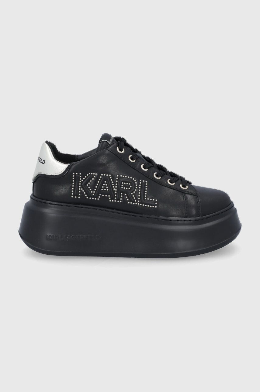 Karl Lagerfeld Кожени обувки в черно с платформа - Pepit.bg