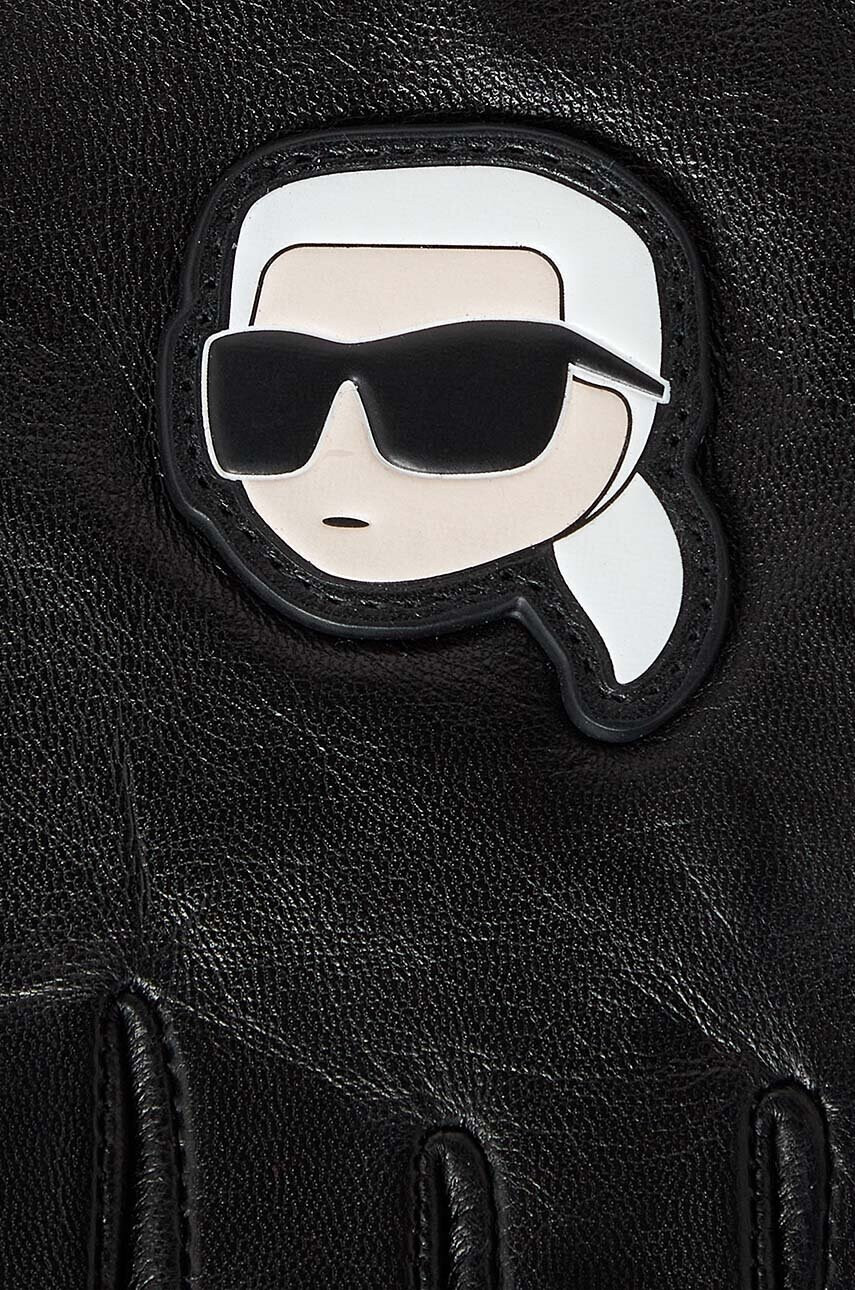 Karl Lagerfeld Кожени ръкавици без пръсти в черно - Pepit.bg