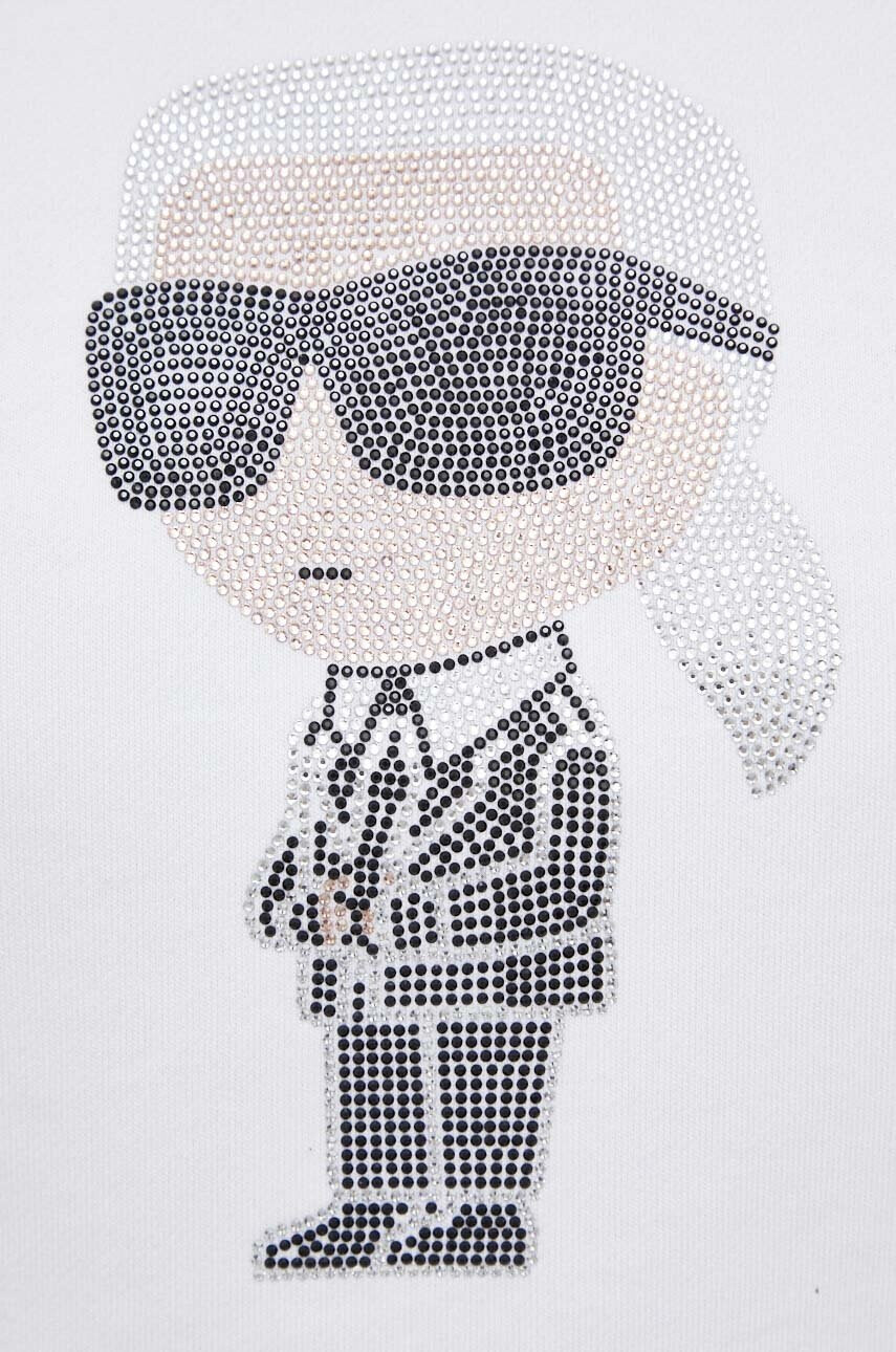 Karl Lagerfeld Памучен суичър в бяло с апликация - Pepit.bg