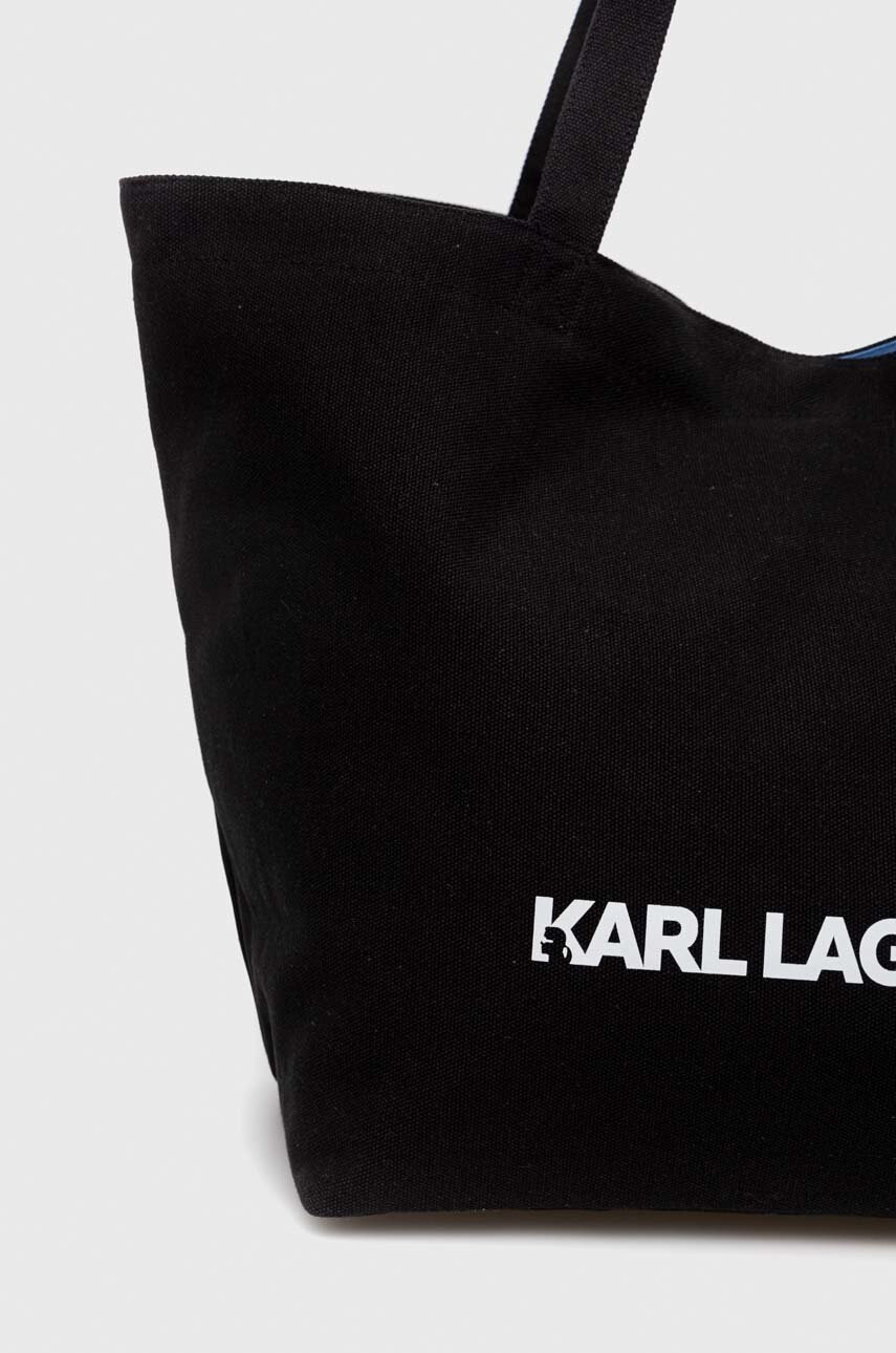 Karl Lagerfeld Памучна чанта в черно - Pepit.bg