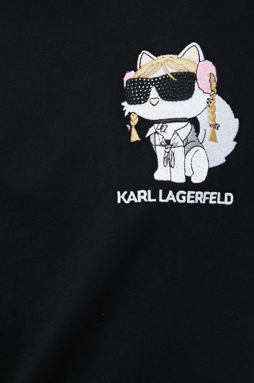 Karl Lagerfeld Памучна тениска в черно - Pepit.bg