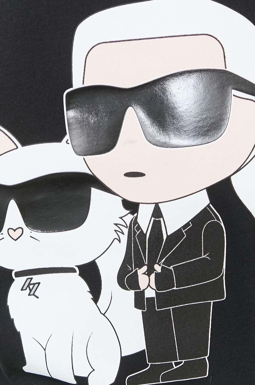 Karl Lagerfeld Памучна тениска в черно - Pepit.bg