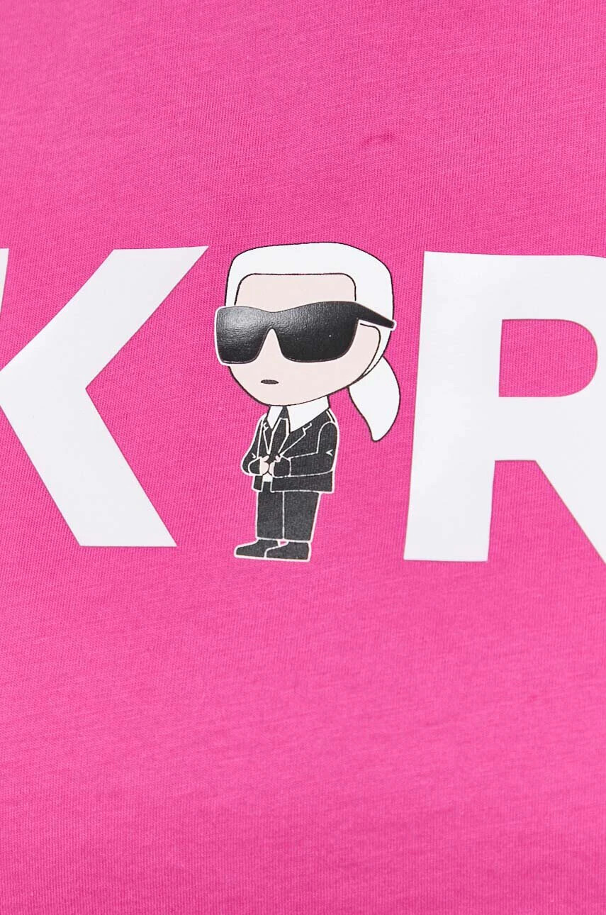 Karl Lagerfeld Памучна тениска в розово - Pepit.bg