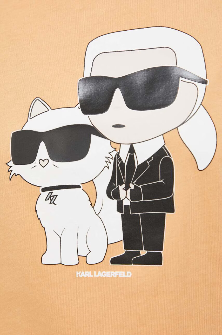 Karl Lagerfeld Памучна тениска в оранжево - Pepit.bg