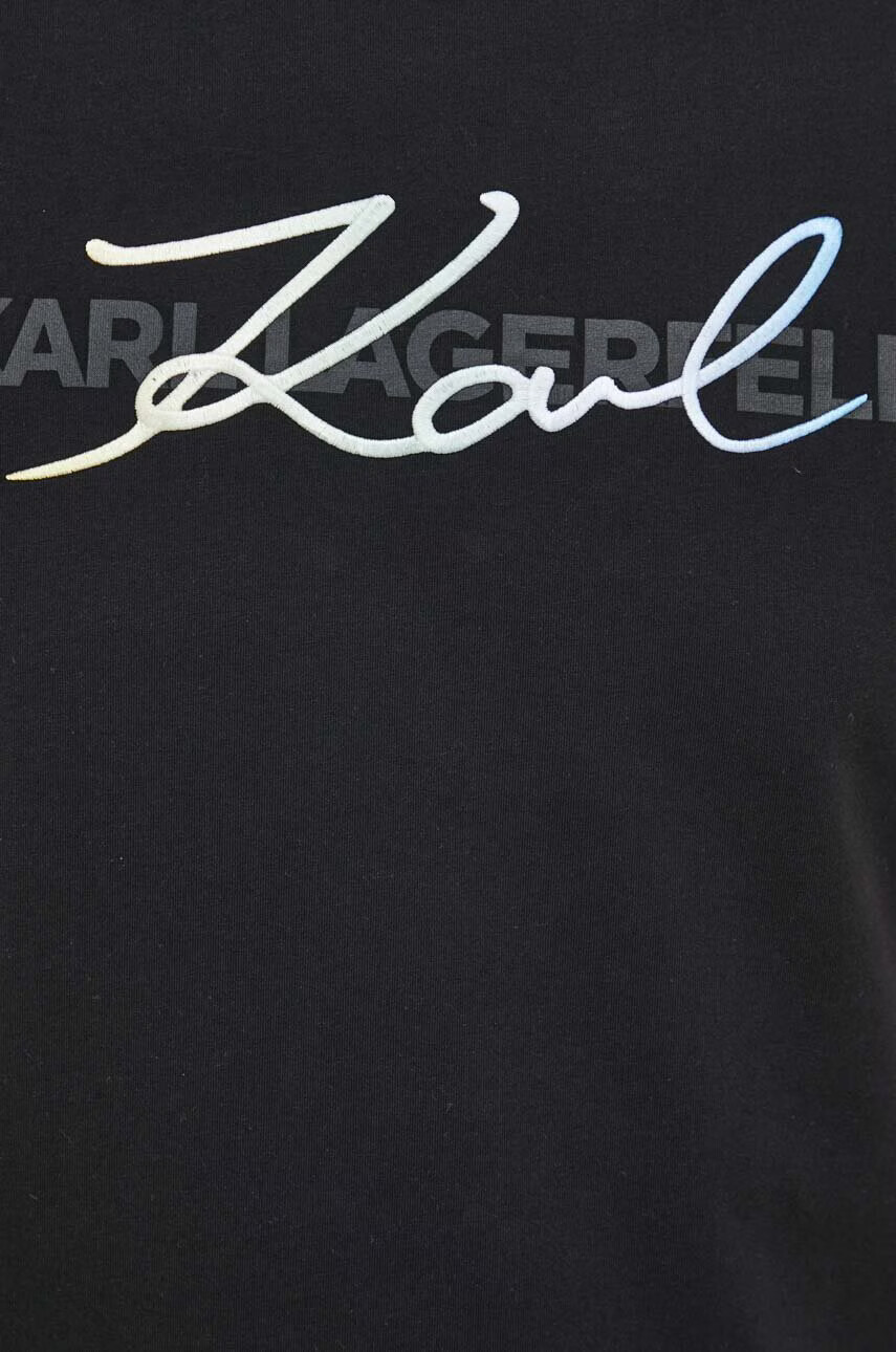 Karl Lagerfeld Памучна тениска в черно с принт - Pepit.bg