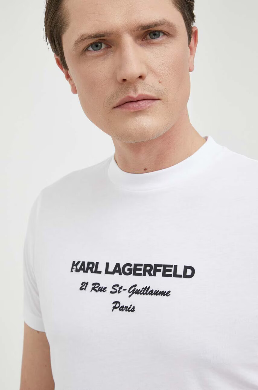 Karl Lagerfeld Памучна тениска в бяло с принт - Pepit.bg