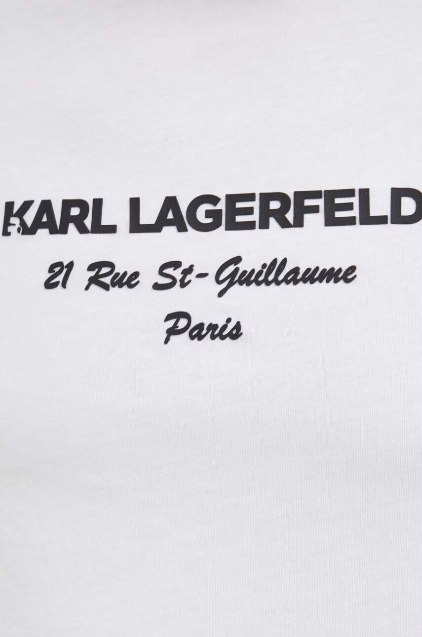 Karl Lagerfeld Памучна тениска в бяло с принт - Pepit.bg
